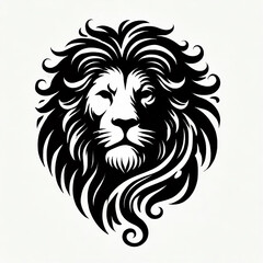 Fototapeta premium Lion Animal head silhouette on white background