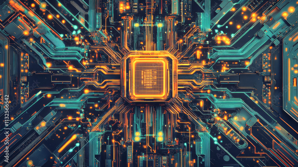 Poster generic information technology, computer architecture or artificial intelligence abstract concept co