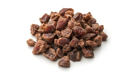 Dried chopped pitted dates isolated on white background ideal for healthy snacks and culinary uses