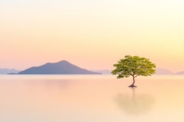 Serene Sunset on National Roots Day Solitary Tree Reflecting Heritage, Growth, and Thanksgiving