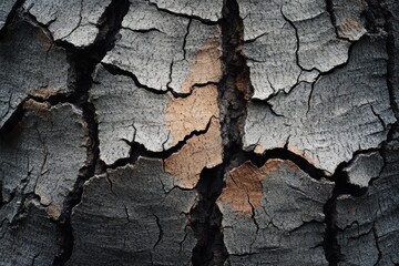 Fototapeta premium Close-up view of textured tree bark showcasing intricate cracks and natural patterns
