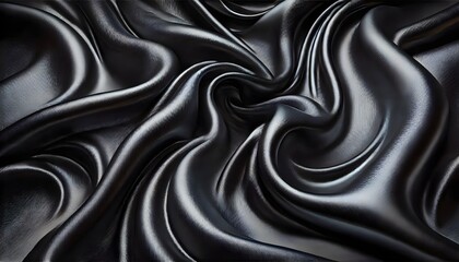 Obraz premium Smooth elegant black satin texture abstract background. Luxurious background design