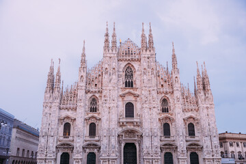 Fototapeta premium Day view of the famous Duomo di Milano in Milan, Italy. beautiful architecture and gothic style.