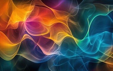 Obraz premium Abstract colorful smoke swirling on a dark background , vibrant, ethereal, haze, mysterious, psychedelic, dynamic, artistic