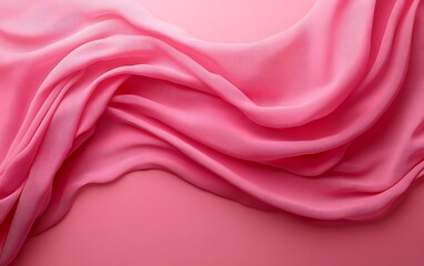 Obraz premium Draped pink fabric on pink background.