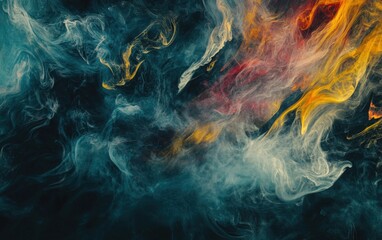 Obraz premium Abstract colorful smoke swirling on a dark background , vibrant, ethereal, haze, mysterious, psychedelic, dynamic, artistic