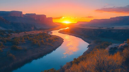 A river with a sunset in the background