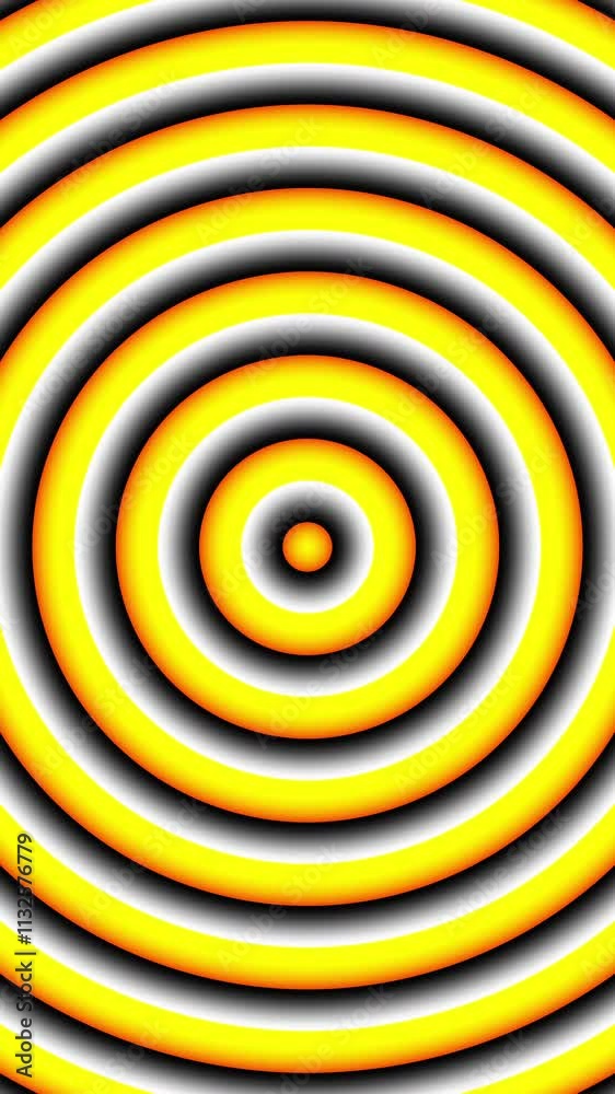 Fototapete a striking black and yellow hypnotic spiral vertical loop background, featuring concentric circles r