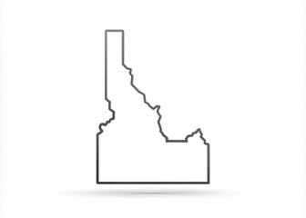 Minimalist Idaho state outline; a simple, elegant line art illustration of its shape on a USA map.