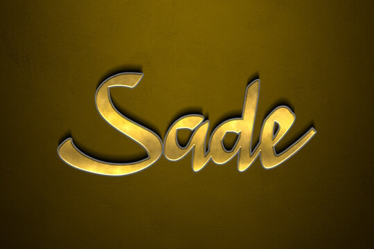 Old gold text effect of Nigerian Pidgin name Sade with 3D glossy style Mockup.