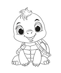 cute and adorable turtle vector illustration color 