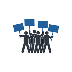 Fototapeta premium Group Protest Holding Signs Icon