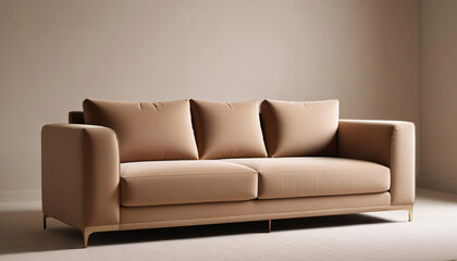 Fototapeta premium Chic Mocha Mousse Sofa: A Minimalist Design for Understated Luxury