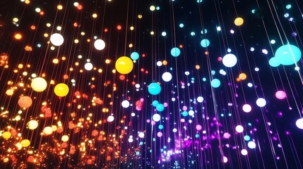 Obraz premium Vibrant Holiday Lights Strings with Multicolored Twinkling LED and Festive Illuminations