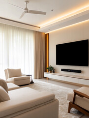 Fototapeta premium Modern living room with elegant interior design details