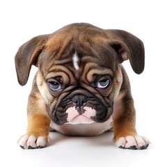 Obraz premium Brown puppy with expressive eyes looking concerned