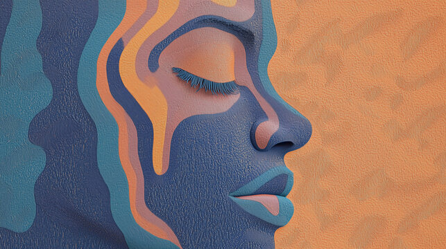 Vibrant abstract portrait of african american woman with colorful paint overlay