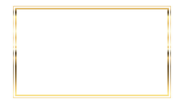 Golden thin frame . Gold geometric borders in art deco style. Thin linear premium and luxury rectangular shape collection. Yellow glowing shiny border, element Vector for photo, cadre, poster