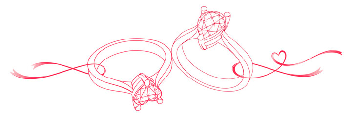illustration of diamond wedding ring with band on white background 2 © Is