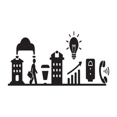 Obraz premium Corporate business elements silhouette icon design on a white background.