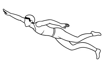 line art of a swimmer. Vector illustration 
