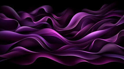 Obraz premium Abstract purple flowing waves on black background.