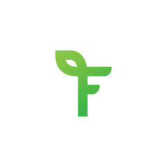 Obraz premium Letter F leaf Logo Design. F Icon Vector