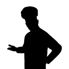 chef portrait silhouette black on white background, vector