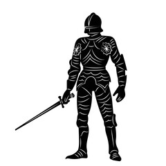 knight silhouette black on white background, vector