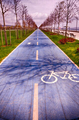 Bicycle symbol on bicycle lane in Maltepe Park, Istanbul, Turkey