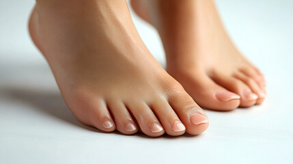 Close-up of well-groomed feet resting on a smooth surface in natural light during a relaxing spa session. Generative AI