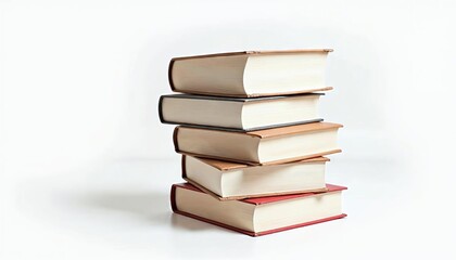 Stack of old books isolated on white background