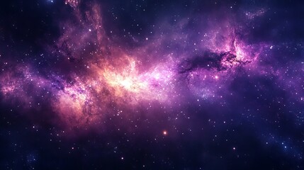 Breathtaking purple galaxy nebula in deep space with shimmering stars and vibrant cosmic clouds