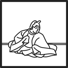 線画正方形シンプル百人一首　大納言公任