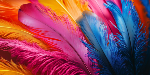 Obraz premium Vibrant array of multicolored feathers in close-up view