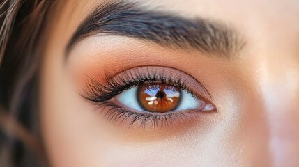 Naklejka premium Captivating Latina Beauty with Radiant Brown Hues and Long Lashes