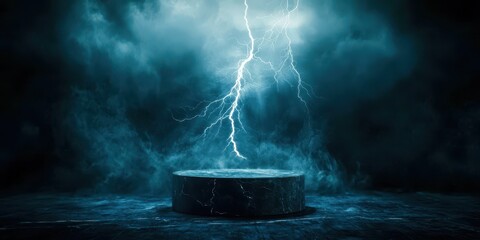 Large, round, black object with a lightning bolt on it