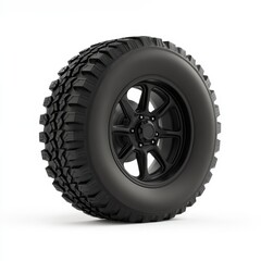 Obraz premium Heavy-Duty Beadlock Wheels with Rugged Matte Black Finish on White Background - Photorealistic 3D Rendering