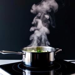 Pot of food is boiling on a stove