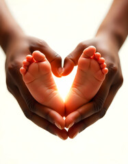 Cropped hands of man holding baby feet