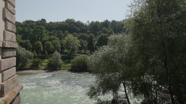Steyr river at city entrance of Steyr