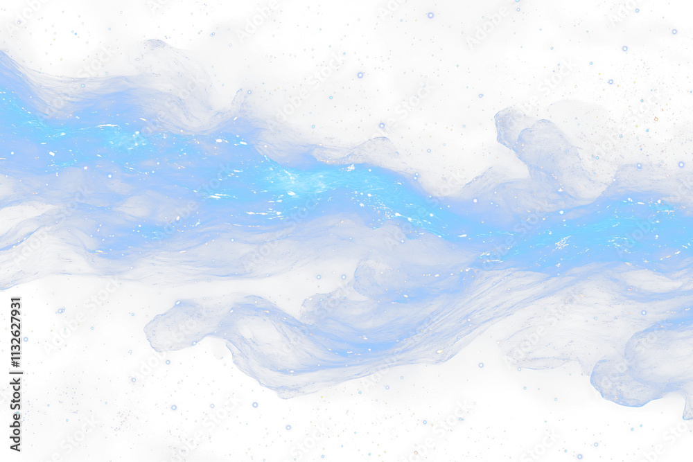 Poster abstract blue energy stream flowing through space.