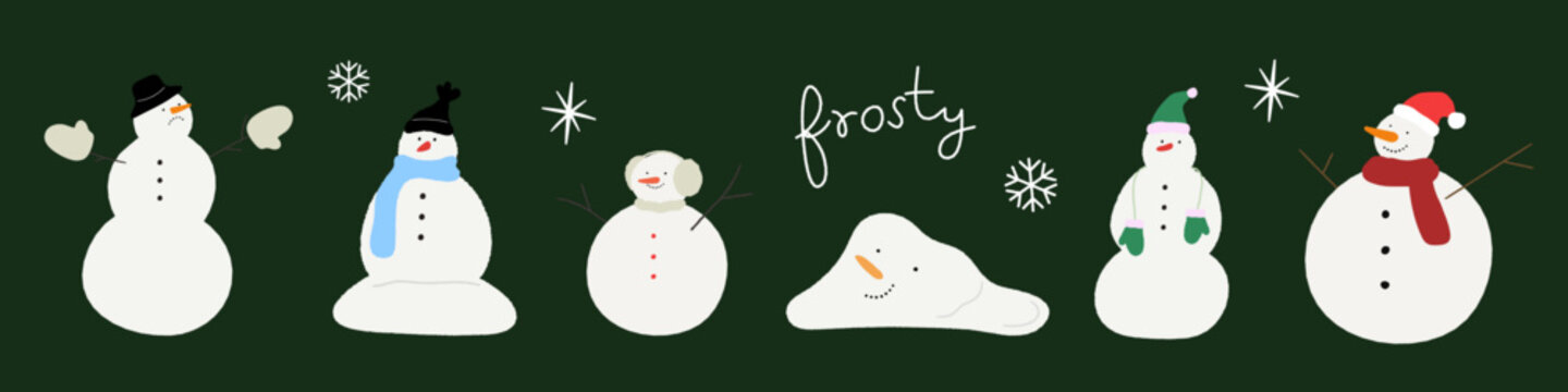 Various Snowman Set vector illustration	
