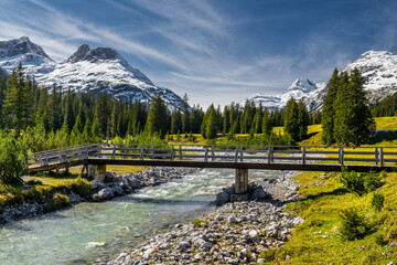 Fluss Lech, Lechquellengebirge, Vorarlberg, Österreich