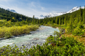 Fluss Lech, Lechquellengebirge, Vorarlberg, Österreich