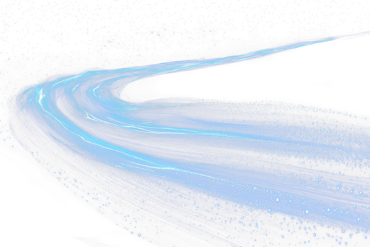 Abstract blue light trails curve on Transparent background.