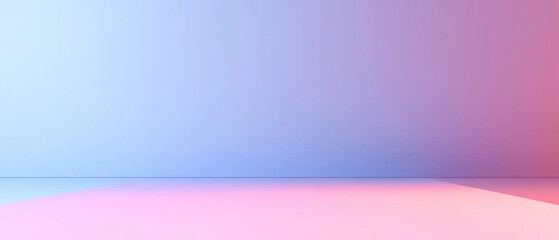 Obraz premium Empty Studio Room mockup with Blue and Purple Gradient Light from Top Right and Pink Floor