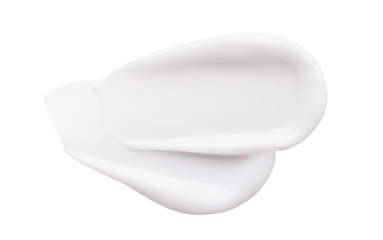 creamy smear of white cosmetic texture on transparent background skin care concept