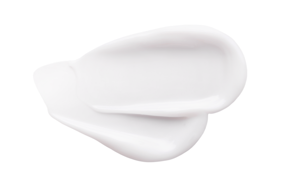 creamy smear of white cosmetic texture on transparent background skin care concept