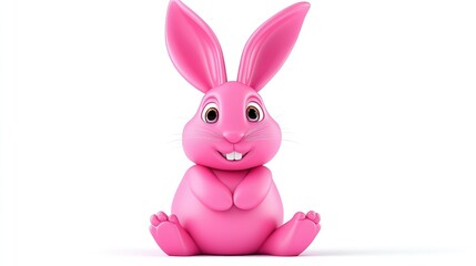 Obraz premium pink Cartoon Rabbit Character. Vector illustration. Easter. Isolated on white. 3D rendering.